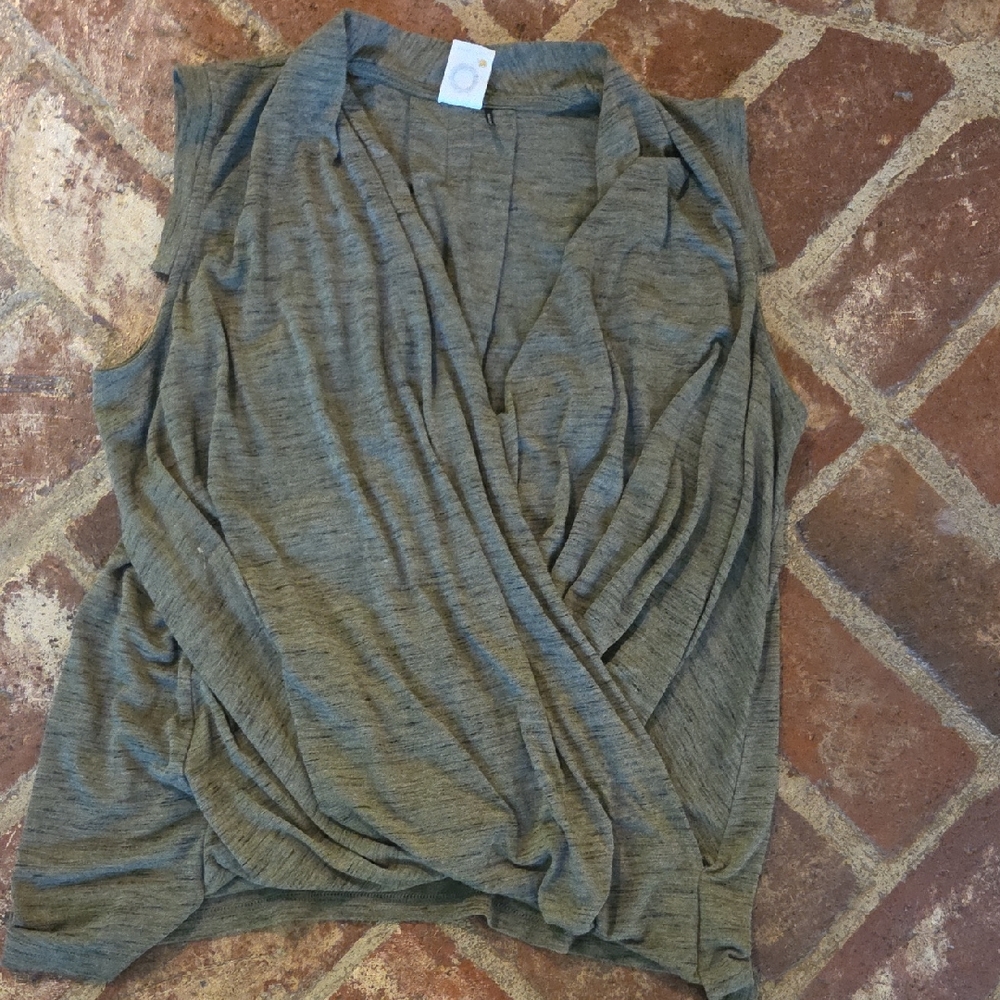 Akemi + Kin Sleeveless Wrap Olive Green Top Medium